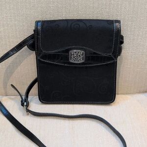 Coldwater Creek 3-Piece Black Heart Jacquard Crossbody Organizer Bag